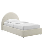 Modway Resort Upholstered Fabric Arched Round Twin Platform Bed - Heathered Weave Ivory-LVL Legs