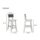 Manhattan Comfort Versailles 15.75" Industry Chic Counter Stool - Nature-Frame Made of American Solid Ash Wood Featuring Natural Grain Textures