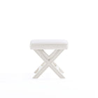 Manhattan Comfort - Abigail banc ottoman tapissé en velours style milieu du siècle 52 cm - crème-Livré chez vous entièrement assemblé ! Aucun assemblage requis