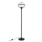 Hudson&Canal Cieonna Globe & Stem Floor Lamp with Glass Shade - Blackened Bronze/White-Paired with a white globe glass shade