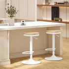 HOMCOM Adjustable Swivel Wooden Bar Stools - Natural Wood and White - 2 Pack-Versatile design suits breakfast bars, kitchen islands and family gatherings
