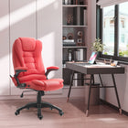 HOMCOM - Fauteuil de direction en similicuir chauffant massant - rouge-6 points chauffants et vibrants : 2 haut du dos, 2 taille et 2 cuisses avec fonction de chauffage et de balancement
