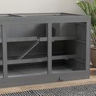 PawHut Wooden Hamster Cage Rat Cage with Slide & Tray - Grey-Waterproof and easily clean tray