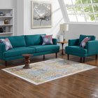 Modway - Solimar Aztèques du Sud-Ouest en détresse Tapis de comédie 8 pi l x 10 pi L - Multicolore-Tissage serré à poil bas