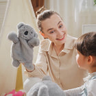 Qaba - Cheval à bascule bébé design koala en peluche - gris-Bouton sonore fixé sur l’oreille qui émet des sons de rugissement lorsqu’on appuie dessus 