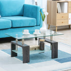 HOMCOM - Table basse rectangulaire en verre avec plateau en verre - gris-Le plateau spacieux permet de poser des boissons, des fleurs et d'autres décorations