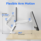 ShoppingAll Dual VESA Monitor and Laptop Mount with Fully Adjustable Gas Spring Arm and Office Desk Clamp - White-Rock-Solid Stability: Built with a dual-clamp base that delivers unmatched sturdiness. For desks with grommet holes (1.57"–2.36"), no extra parts or modifications are needed - our compact clamp fits directly into the hole for secure, wobble-free support