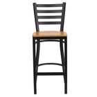 Flash Furniture – Tabouret bistro HERCULES en métal, dossier à traverses, noir, siège en bois naturel (XUDG697BBARNTW)-Assemblage soudé