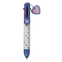 Pep Rally - Stylo de couleur 8-en-1 Bonjour Bestie - 0.7mm - Encre assortie - cœurs-Stylo à bille 8-en-1 multicolore