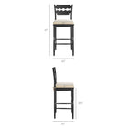 Modway - Jax Bois de chêne Tabouret de bar avec dossier ondulé en rasoir et coussin in Lin noir-Rasoir ondulé