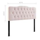 Modway Annabel Diamond Tufted Performance Velvet Queen Headboard - Pink-Velvet Polyester Upholstery