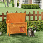 PawHut - Maison pour chat isolée d’extérieur avec toit en asphalte, plancher amovible-Le toit ouvrant et le plancher inférieur amovible facilitent l'accès et le nettoyage de la maison pour chat 