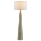 Modway Saylor Carved Ribbed Wood Floor Lamp With Drum Shade - White Grey-Requires 1 Type A 20W Light Bulb (Not Included)