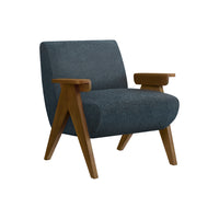 Monarch Specialties Upholstered 31"H Mid-Century Modern Accent Chair With Walnut Solid Wood Legs - Blue Fabric-This 31"H upholstered accent chair features a fashionable style with soft touch blue fabric and foam cushioning, making it a comfortable armchair for both living room and bedroom spaces.