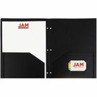 JAM Paper Heavy Duty 3-Hole Punched 2-Pocket School Folder - Black - 6 Pack-Quantity: 6 Folders per Pack