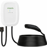 Emporia Classic Level 2 40A EV Charger with 24' Cable - NACS (TESLA) - NEMA 14-50 Plug - White-No adapter required for tesla and nacs vehicles allowing direct charging with a dedicated nacs connector, supports functionality similar to tesla chargers including remote opening of the charging port door for added convenience