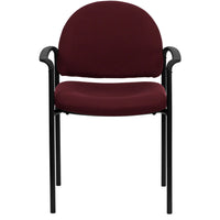 Flash Furniture – Chaise empilable en tissu avec structure en acier et accoudoirs, bourgogne-Chaise d'invité