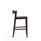 Manhattan Comfort Klismos 20" Mid-Century Modern Faux Leather Upholstered Counter Stool - Black and Dark Walnut - 2 Pack-Seat Height: 26.5"
