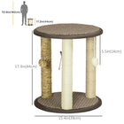 PawHut - Arbre à chat 17 po avec jouets suspendus, poteau à griffer en jute, sisal et herbe de mer-Jouets suspendus pour divertir 