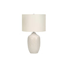 Monarch Specialties 25" H Transitional Table Lamp - Cream Ceramic / Ivory / Cream Shade-Bring some warmth and illumination to your living room, bedroom, or home office with this stylish 25"h transitional table lamp in a elegant ginger jar shape, finished in a textured glazed cream ceramic with a simple ivory drum shade and silver finial on top