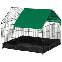 PawHut - Cage en métal pour petits animaux avec housse résistante à l'eau, noir-Deux points d'entrée offrent un accès pratique à l'intérieur 