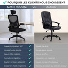 MotionGrey - Chaise de bureau ergonomique MC2 - Assise en mousse haute densité avec accoudoirs relevables - Noir-9