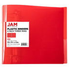 JAM Paper - Classeur en plastique de 4 pouces - classeur à 3 anneaux rouge-Taille : 4" de largeur | Peut contenir jusqu'à 750 feuilles de papier.