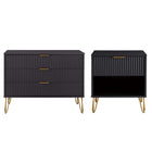 Manhattan Comfort DUMBO Modern 1-Drawer Nightstand and 3-Drawer Dresser Set - Black-Modern-Contemporary with a taste of Glam Bedroom Dresser Set. Includes 1 Standard Dresser and 1 Nightstand 1.0.