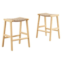 Modway - Saoirse Tabouret de comptoir en corde tissée en bois - Naturel naturel - Ensemble de 2-Corde tressée