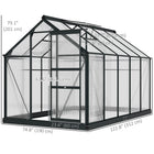 Outsunny - Serre de jardin en polycarbonate 6 pi x 10 pi x 6,6 pi-La porte coulissante simple de la serre offre un accès pratique pour le jardinage quotidien
