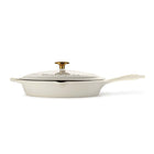 Tramontina - Bestow Poêle en fonte émaillée de 12 po avec couvercle – Latte avec bouton doré-9