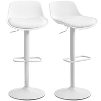 HOMCOM Adjustable Height Swivel Bar Stools - White - 2 Pack-Set of two modern bar stools create a coordinate look to your kitchen
