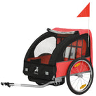 Aosom - Remorque double pour vélo enfant avec cadre en acier et harnais de sécurité 5 points - Rouge-Pochette intérieure latérale pour le rangement lors de vos déplacements 