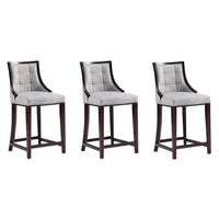 Manhattan Comfort - Tabouret de comptoir Fifth Avenue 19" traditionnel rembourré en similicuir - gris clair - lot de 3-Tabouret de comptoir traditionnel avec dossier parfait pour une utilisation au bar et dans la cuisine. Ensemble de 3