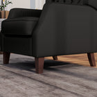 HOMCOM - Fauteuil d’appoint en similicuir avec pieds en bois - rembourrage épais pour salon - noir-Épaisseur du siège : 5,1 po (13 cm)  
