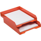 JAM Paper - Plateaux de rangement en papier empilables, orange, paquet de 2-Quantité : 2 plateaux empilables par paquet | Peut être empilé pour maximiser l'espace et garder votre bureau organisé