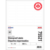 Avery Waterproof Labels - 2/3" x 1.75" - 3000 Pack-White