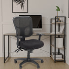 Tempur-Pedic - Fauteuil en maille à dossier mi-hauteur, noir-Base stylisée en nylon avec roulettes jumelées