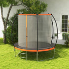 Soozier 10' Trampoline with Enclosure Net & Ladder-The enclosure PP net, curved poles and safety pad cover the side prevent the injury from bouncing 