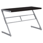 Monarch Specialties 7374 48" Computer Desk - Espresso/Silver Metal-Chic modern design with a unique z-shaped silver metal base