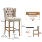 HOMCOM - Tabourets de bar rembourrés avec pieds en bois - beige - paquet de 2-Pieds en bois massif offrant une solidité maximale 
