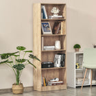 HOMCOM 5-Tier Bookcase with Adjustable Shelves for Living Room, Home Office - Natural Wood-Made of particleboard and MDF board for durable usage