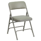 Flash Furniture – Chaise pliante HERCULES en métal à 3 barreaux et à 2 pivots, vinyle gris (HAMC309AVGY)-Siège et dossier rembourrés en vinyle gris