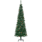 HOMCOM - Arbre de Noël Artificiel Effilé 6 - 5 Pieds Décoration Maison Fête avec Cônes de Pin-Riche de 2 types de pointes à superposer (aiguilles de pin et branches ordinaires), de pommes de pin qui donnent un aspect sain et naturel 