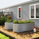 Outsunny 2-Piece Galvanized Raised Garden Bed-Solid galvanized steel resists rust and weather for long-lasting use
