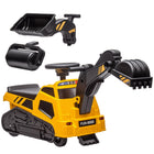 Aosom - Tractopelle-bulldozer 3 en 1 à conduire, rouleau compresseur avec musique - jaune-3 en 1 : rouleau compresseur, bulldozer, excavatrice - pour une exploration sans fin 