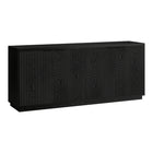Hudson&Canal Mansfield 68"W Buffet Table - Black Grain-Features 4 doors with two storage cabinets and adjustable shelves