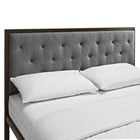 Modway Mia Fabric Queen Bed - Brown Grey-Does not require a box spring