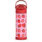 Thermos FUNtainer Vacuum Insulated Stainless Steel Water Bottle - 470mL - Strawberry Smiles-Carry handle with soft touch grip folds down when not in use