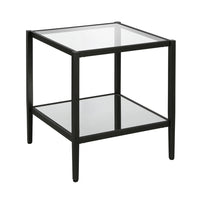 Hudson&Canal Hera 20"W Square Side Table with Mirror Shelf - Blackened Bronze-A modern contemporary design for your living room, bedroom, and more